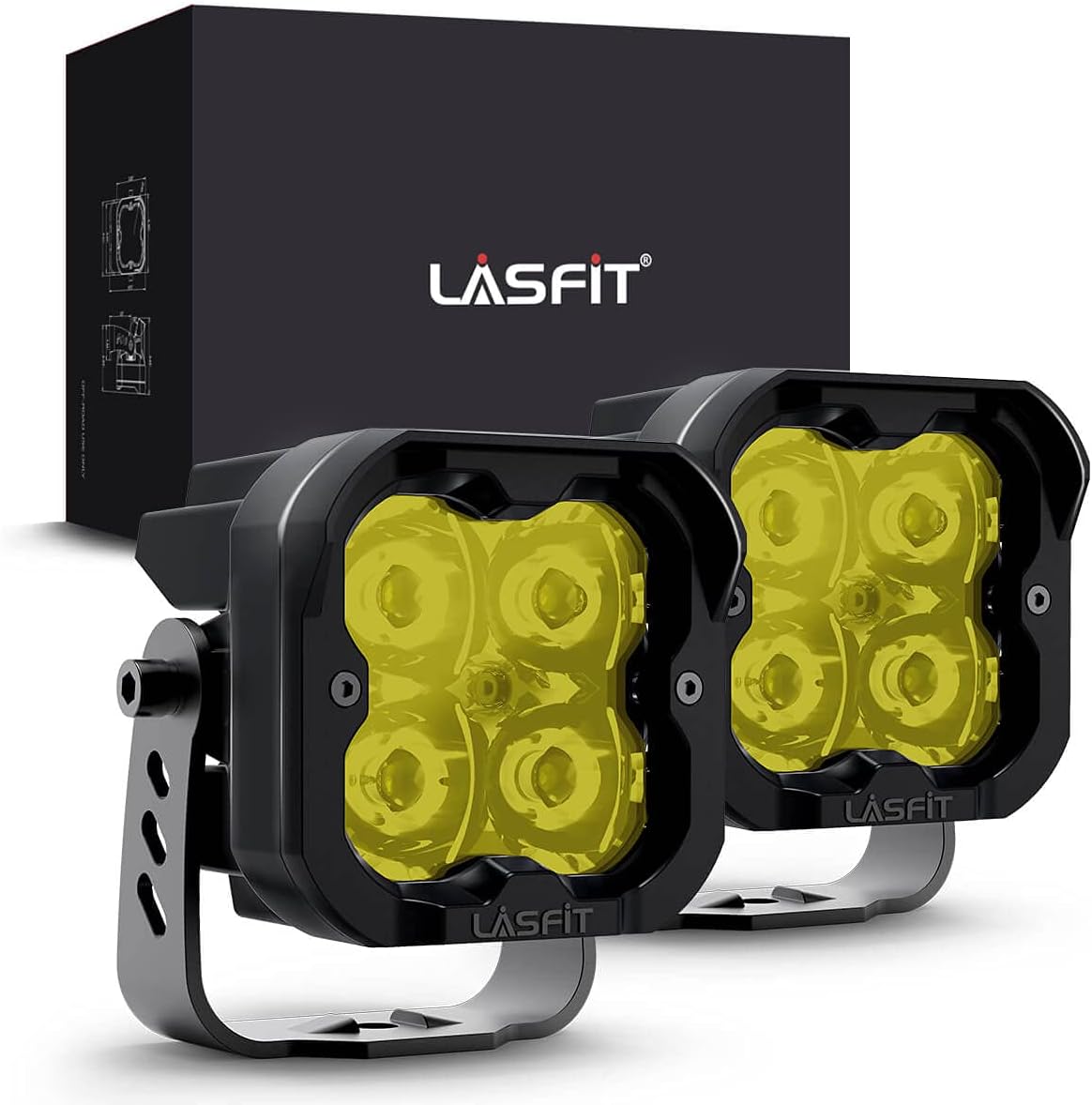 Yellow 3 inch LED Light Pods Spot Pair U170820