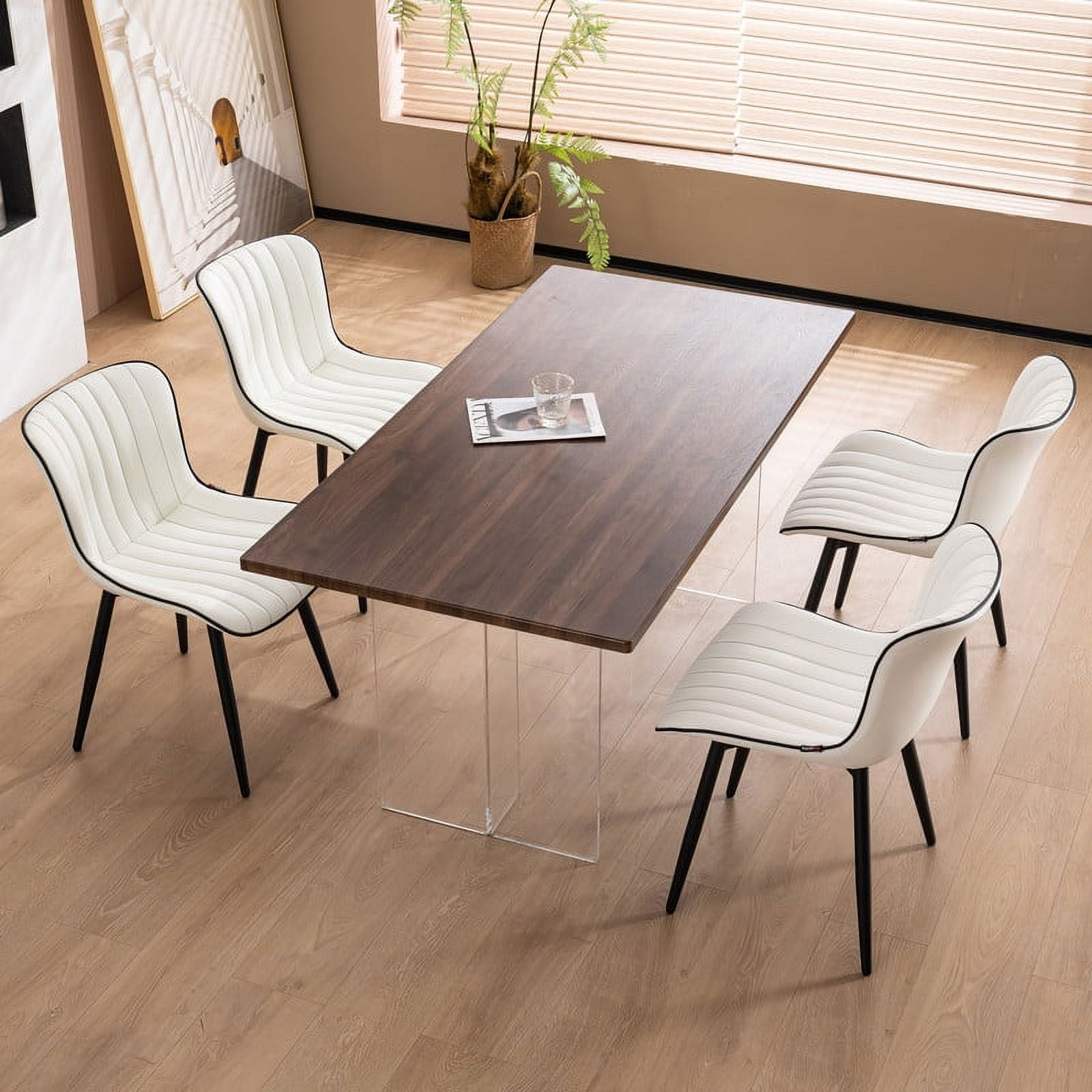 White Faux Leather Dining Chair Set of 2 F18943