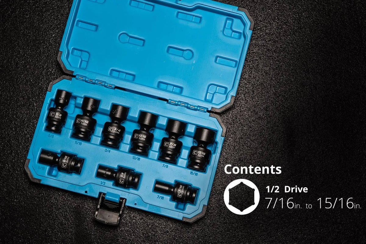1/2 in. Drive Universal Impact Socket Set, 7/16-15/16 in. SAE, 9-Piece X370775