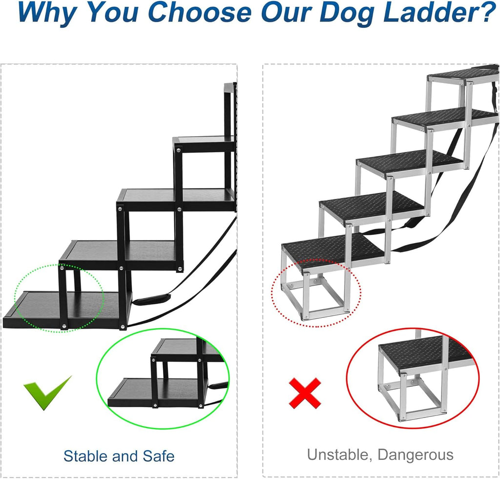 Foldable Aluminum 5 Step Dog Stairs with Nonslip Surface, Pack of 2 J418