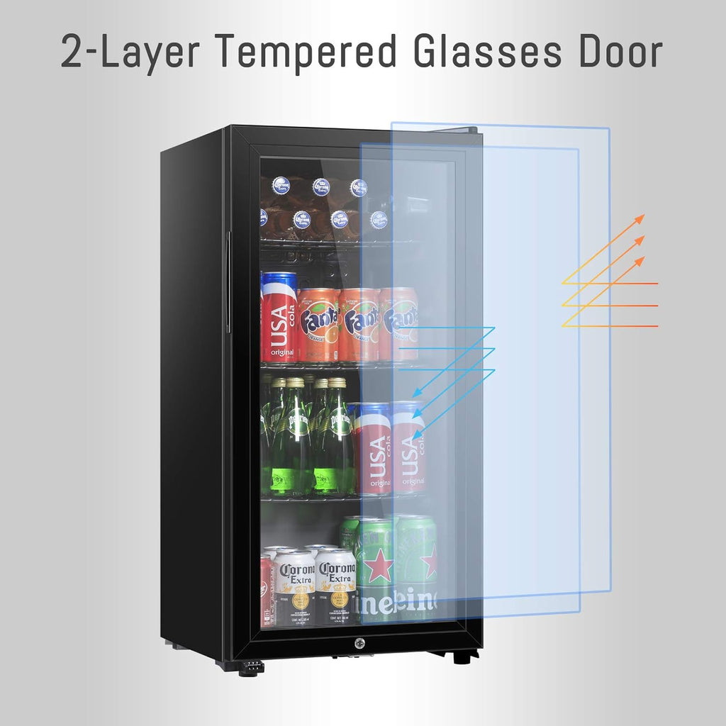 105 Can Freestanding Beverage Refrigerator with Double Glass Door R629