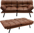Brown Memory Foam Futon Sofa Bed with Adjustable Backrest I240668