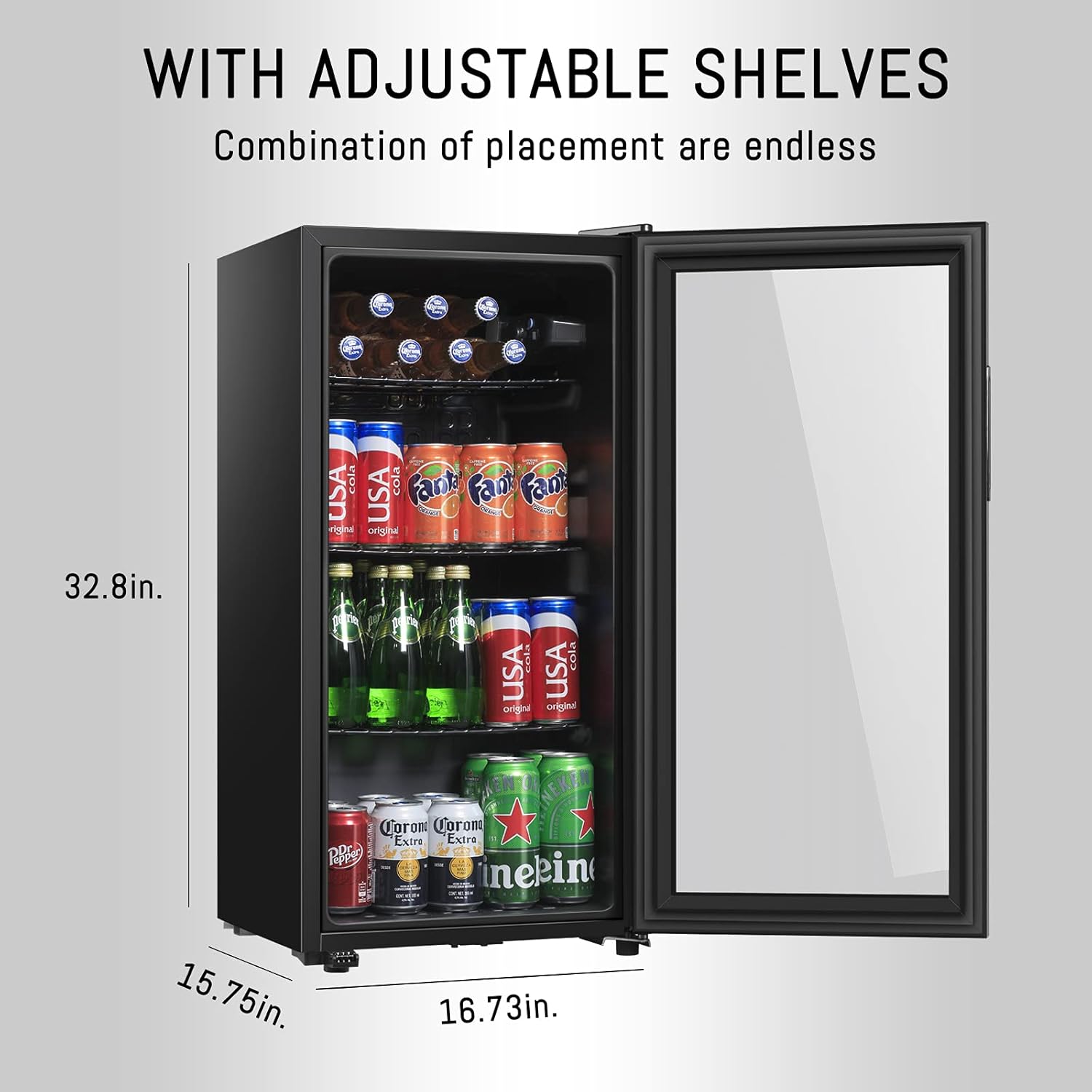 105 Can Freestanding Beverage Refrigerator with Double Glass Door R629