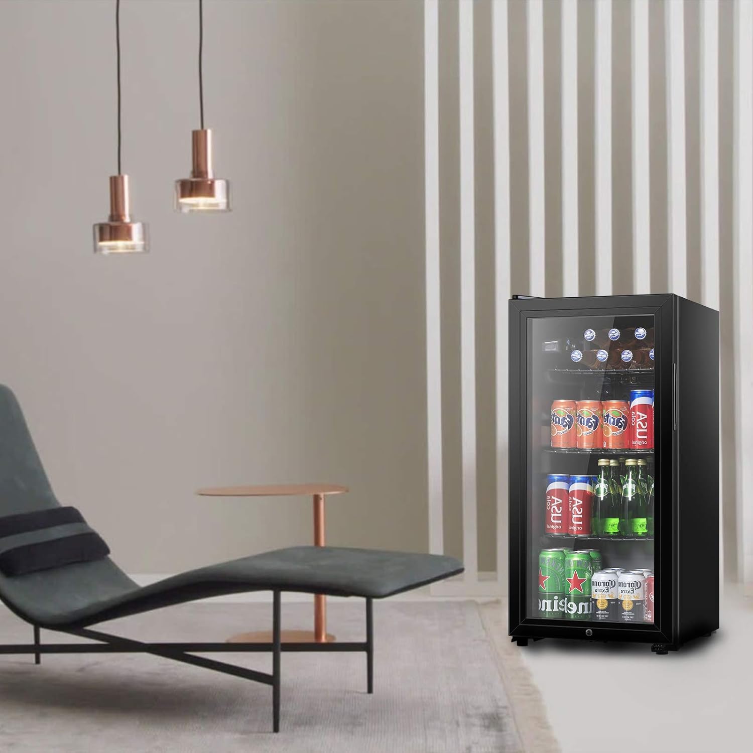 105 Can Freestanding Beverage Refrigerator with Double Glass Door R629