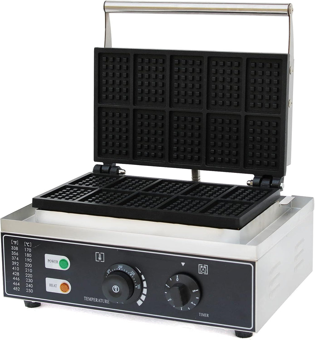 Square Waffle Iron, 10Pcs Nonstick Dual Heating Electric Waffle Machine X37476