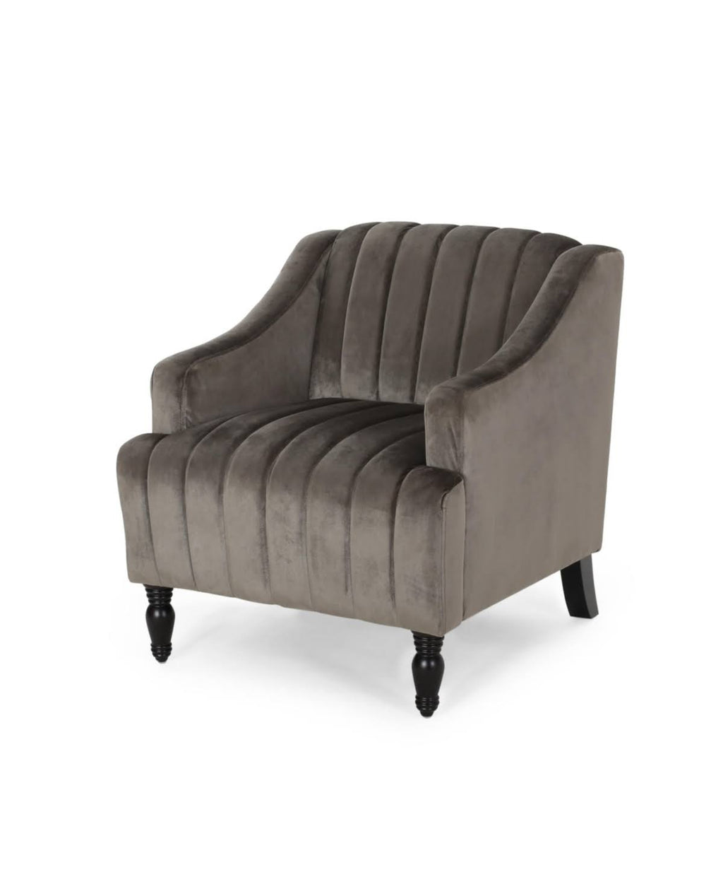Gray and Dark Brown Velvet Club Chair I662191
