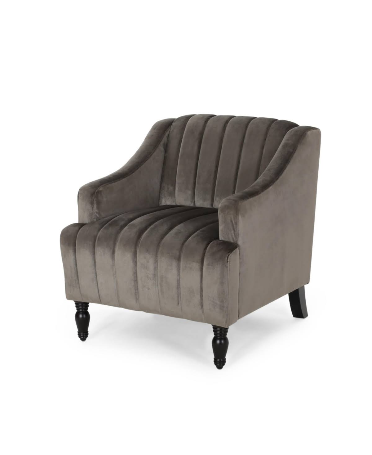 Gray and Dark Brown Velvet Club Chair I662191