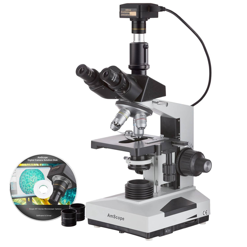 Trinocular Biological Compound Microscope with Plan Objectives and 14MP USB Digital Camera B554