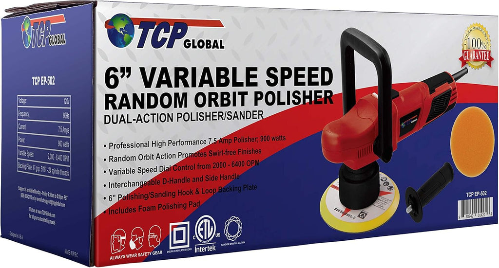 6 Pad Random Orbit Dual-Action Polisher with Waffle Foam & Wool Buffing Kit N578