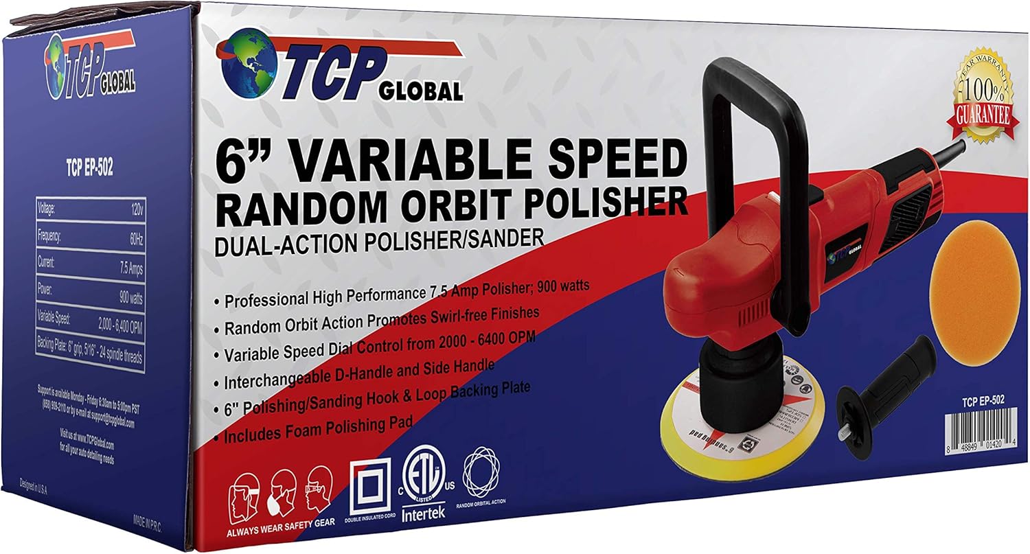 6 Pad Random Orbit Dual-Action Polisher with Waffle Foam & Wool Buffing Kit N578
