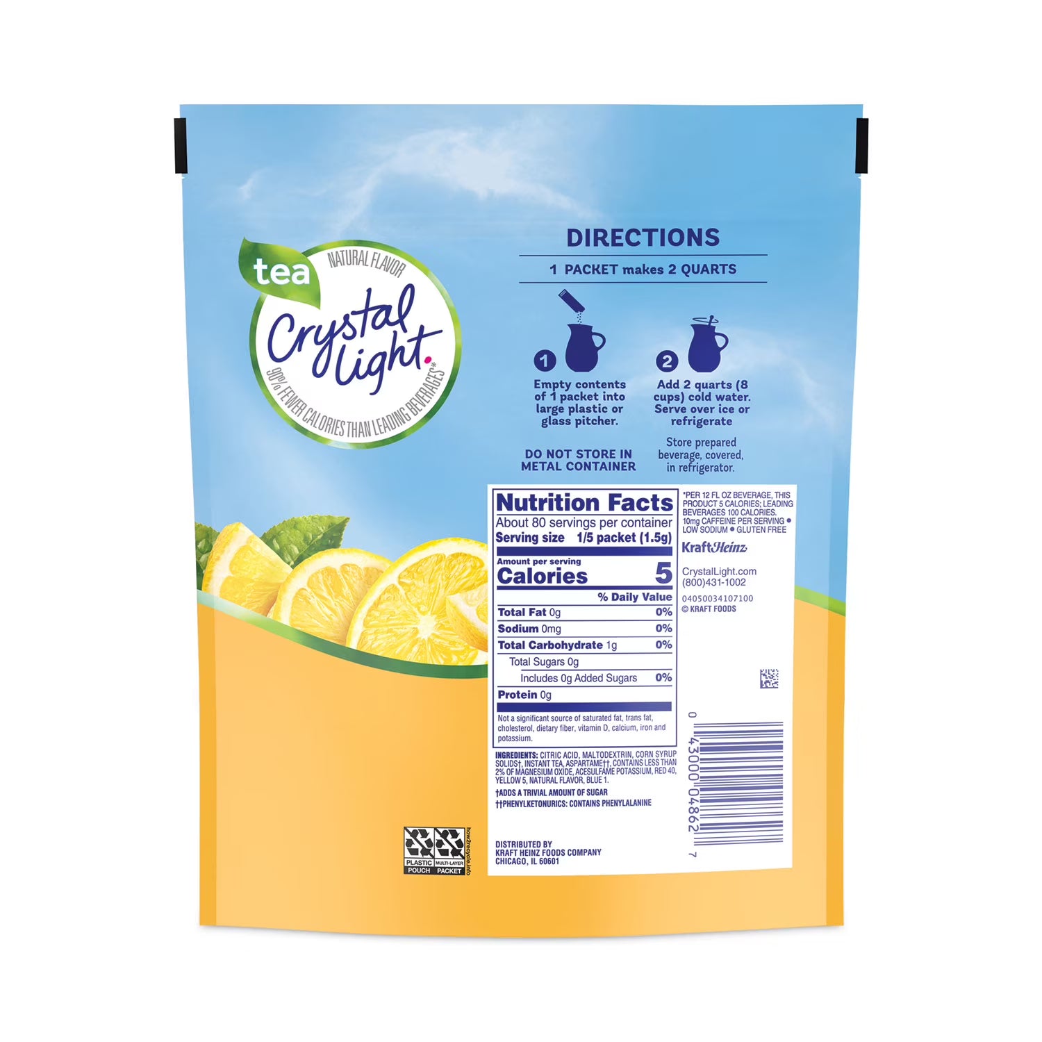 Iced Tea Flavored Drink Mix Pitcher Packs, 0.14 oz Packets, 16 Packets/Pouch K919629