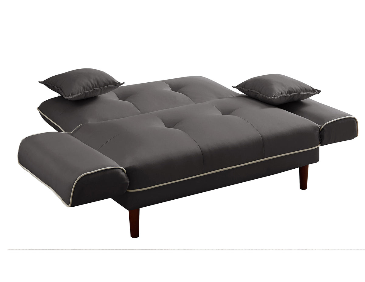 Grey Fabric Sofa Bed Sleeper with 2 Pillows Z8348