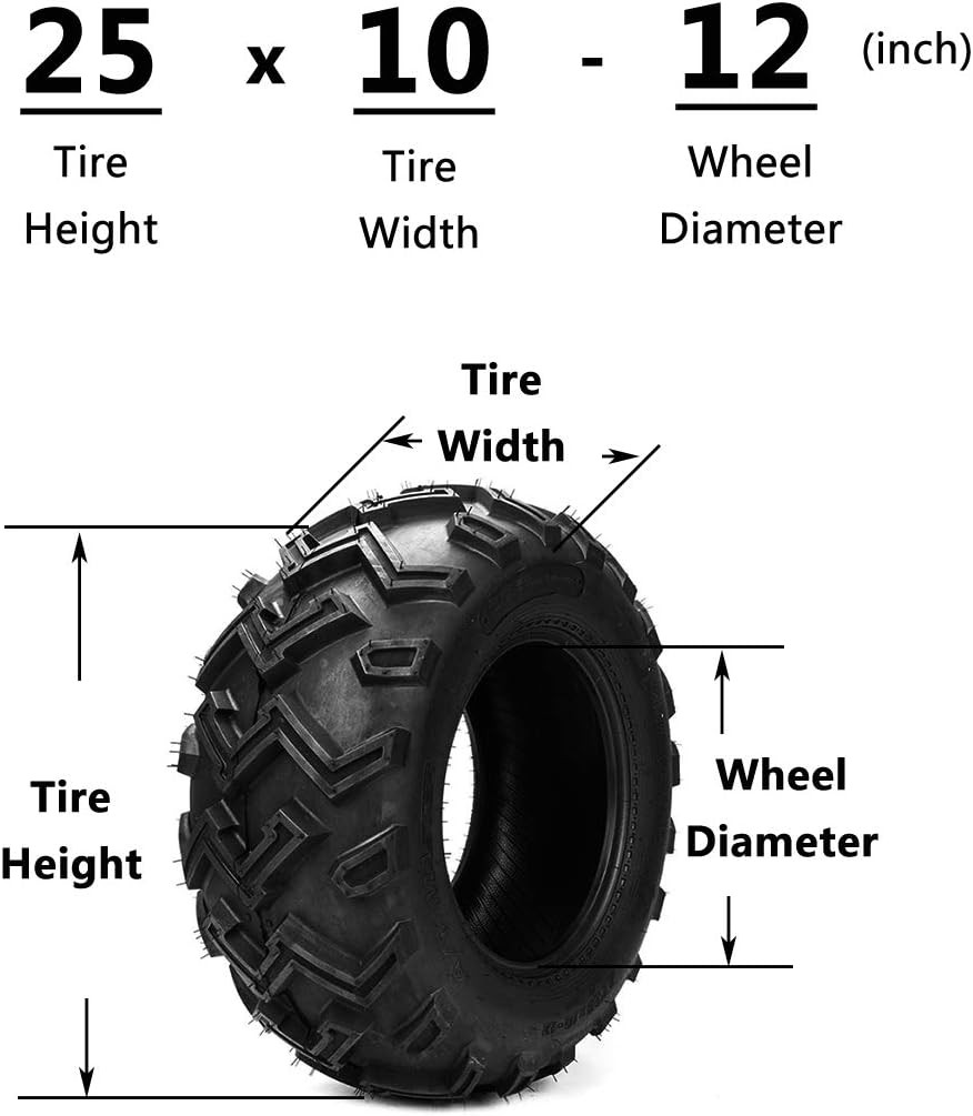 2PCS 25x10-12 6Ply ATV UTV Tires Q830233