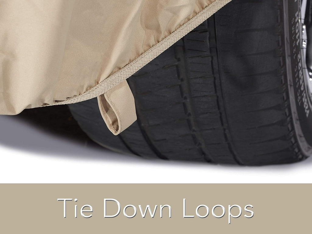 Khaki Polyester Car Cover with Elastic Hem R27037