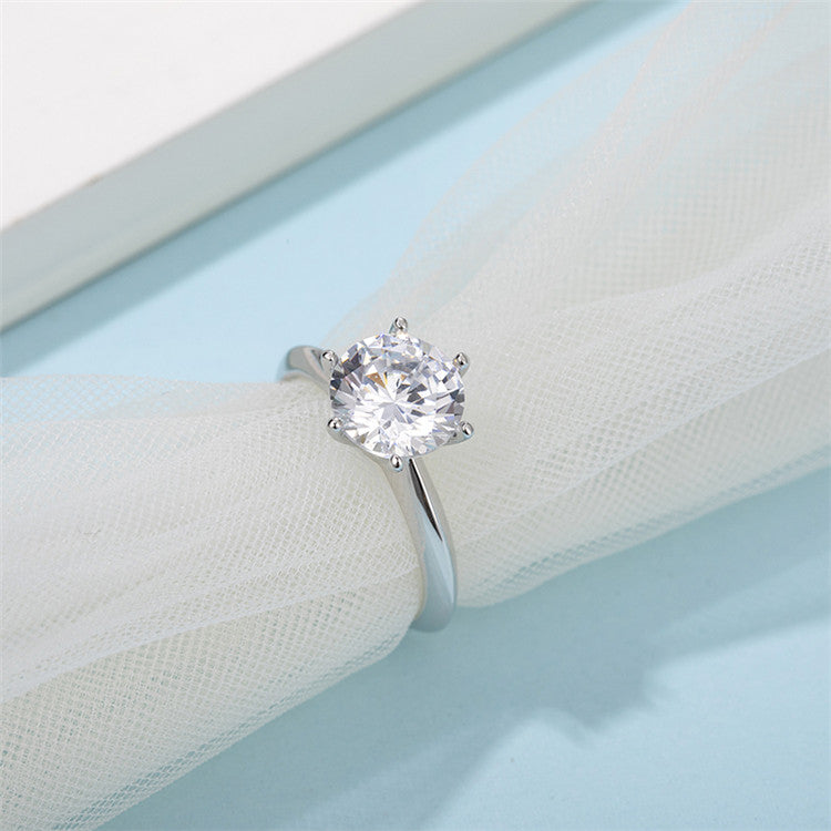Platinum Plated Silver Solitaire Engagement Ring Q932