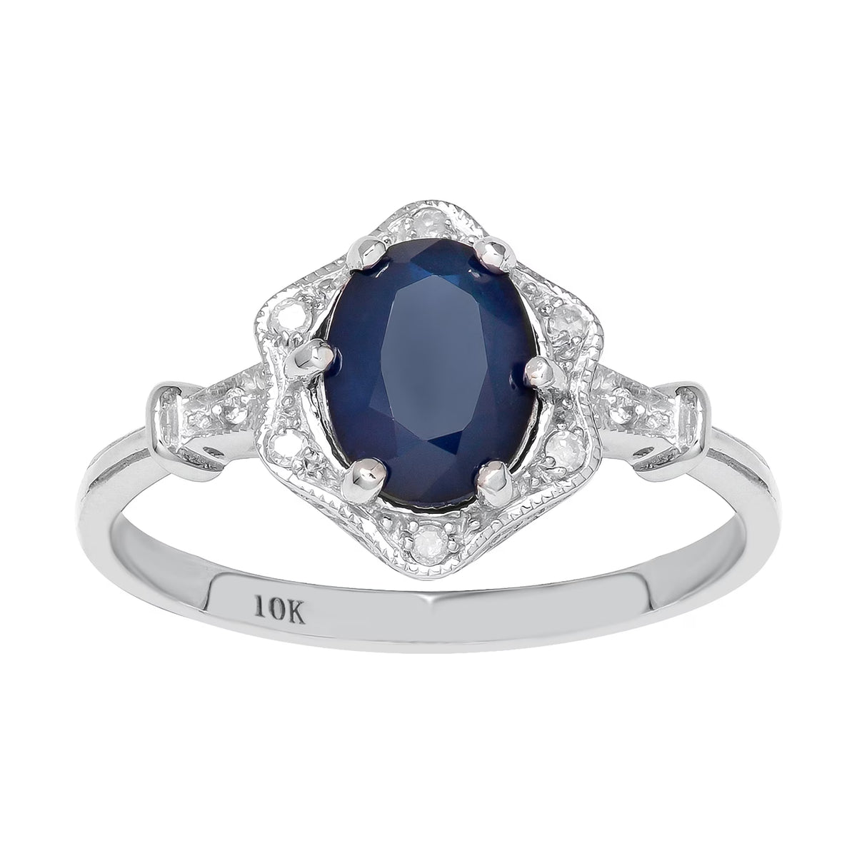 Vintage Style Oval Sapphire and Diamond Halo Ring H888087