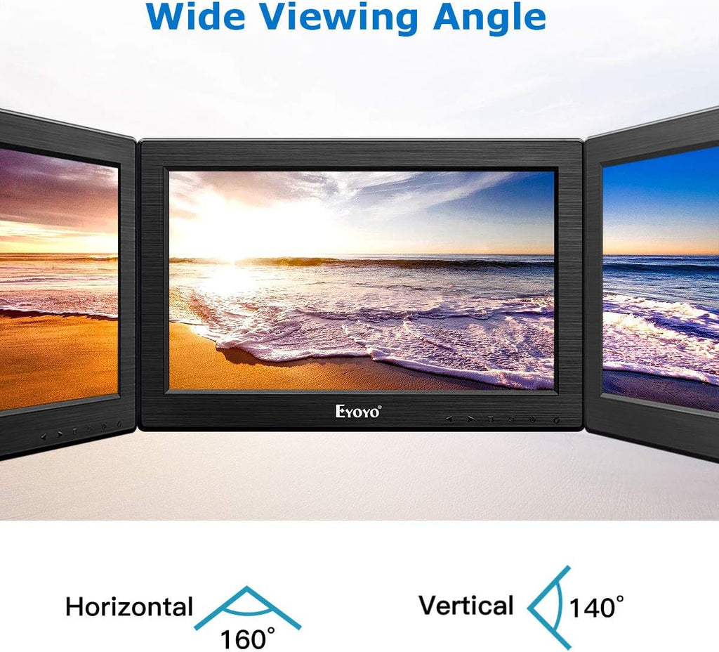 12" TFT LCD Monitor with AV HDMI BNC VGA Input 1366x768 Portable HD Display with Built-in Speaker D504