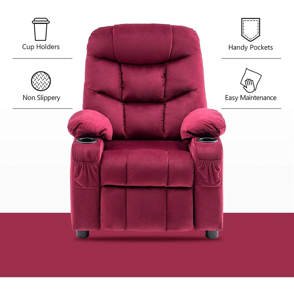 Velvet Recliner Chair with Cup Holders D899450