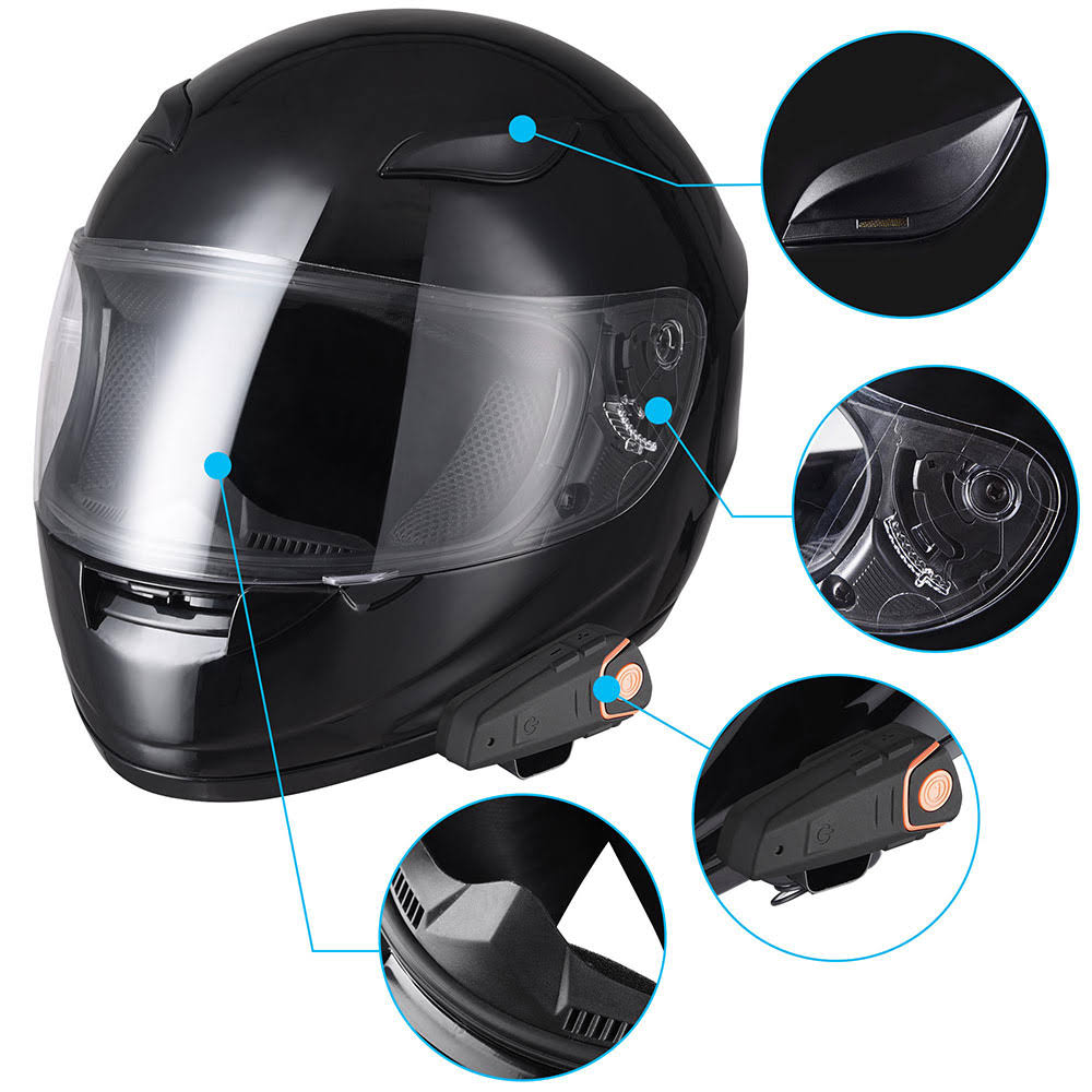 Bluetooth Motorbike Helmet Full Face with Headset Intercom MP3 FM K2912