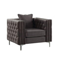 Dark Slate Gray Velvet Tufted Chesterfield Chair V751507
