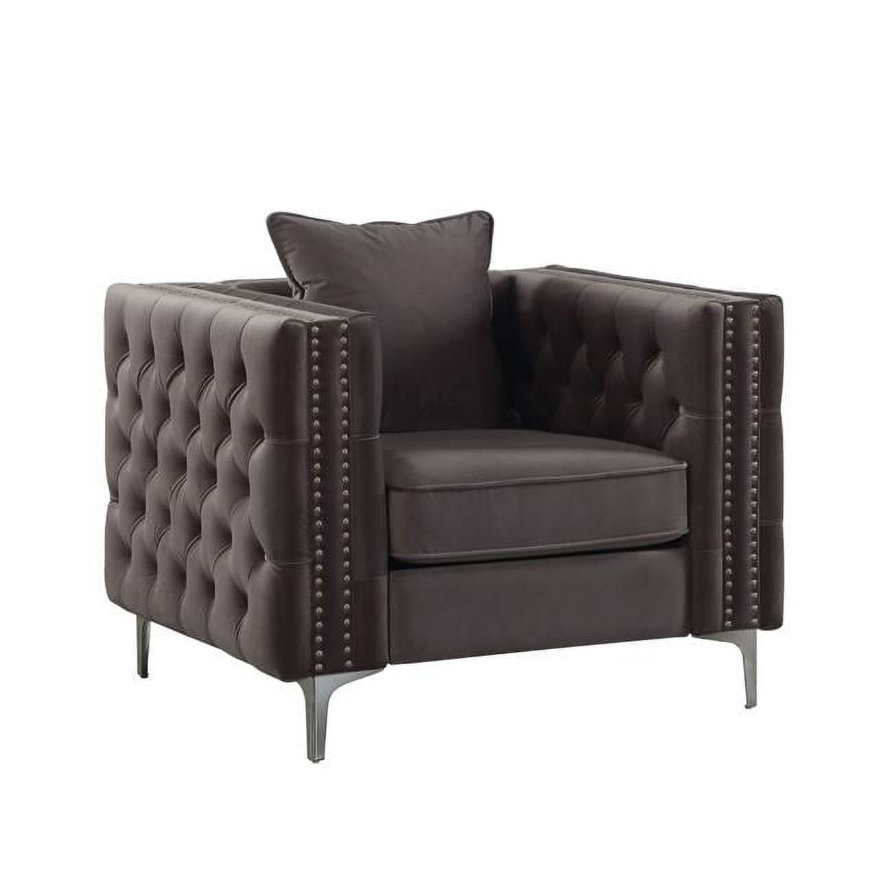 Dark Slate Gray Velvet Tufted Chesterfield Chair V751507