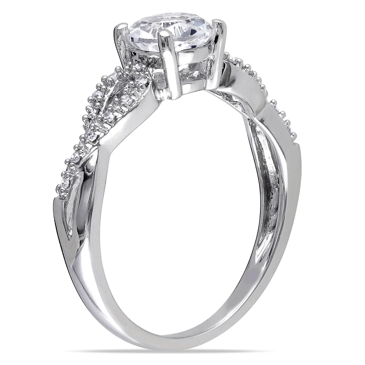 10kt White Gold Solitaire Ring with Infinity Band R636107