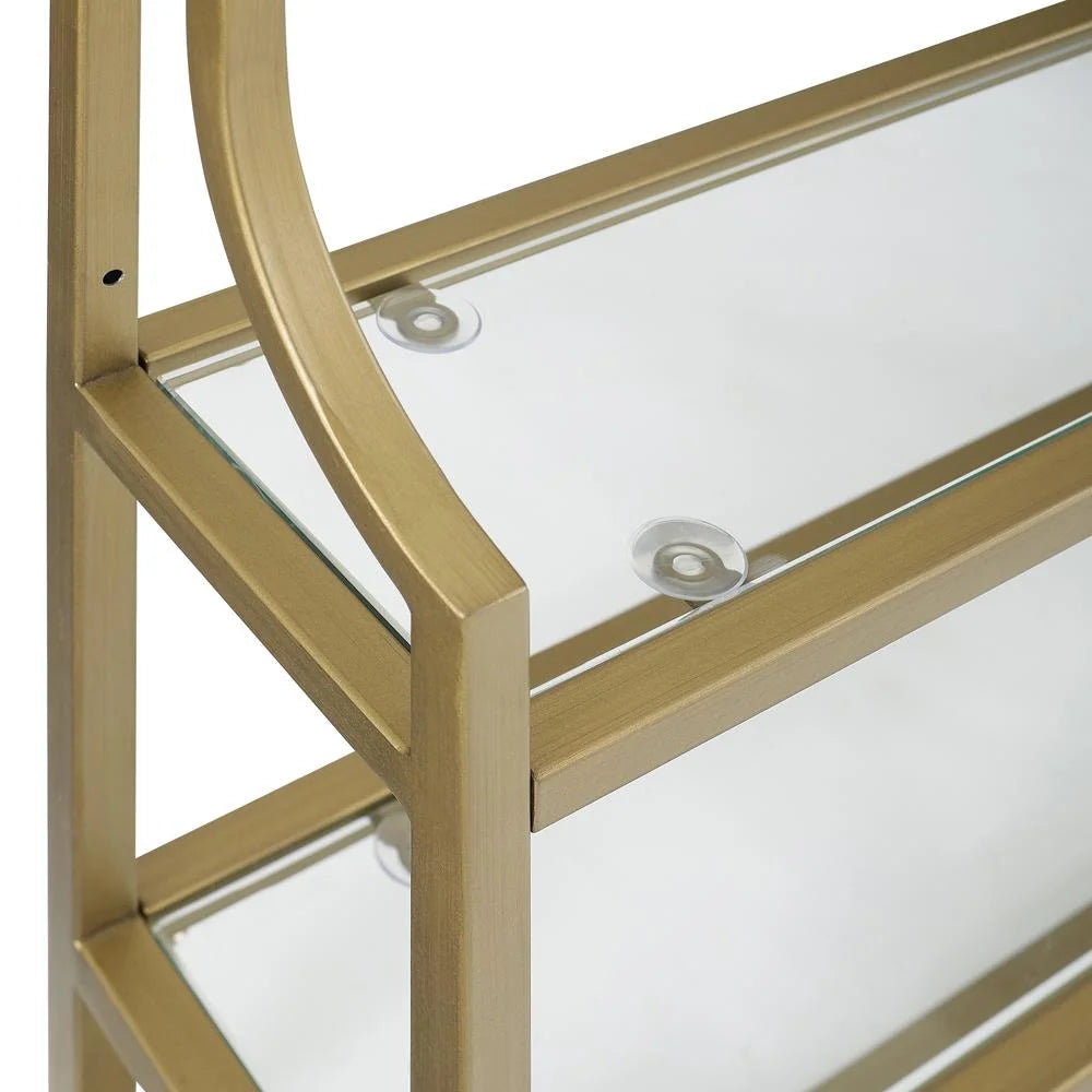 Soft Gold 2 Shelf Glass Metal Wall Shelf Q54720
