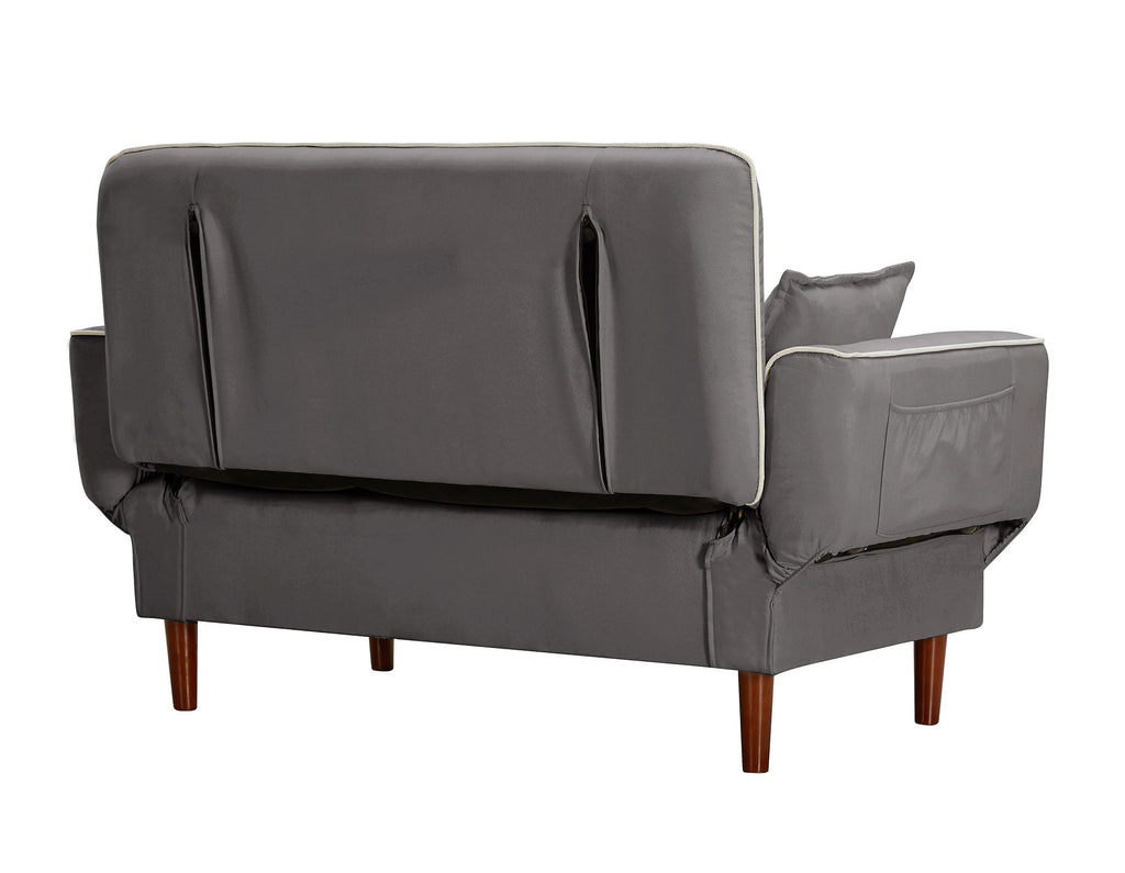 Grey Fabric Sofa Bed Sleeper with 2 Pillows Z8348