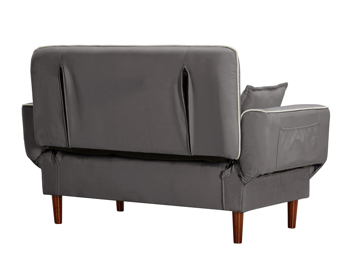 Grey Fabric Sofa Bed Sleeper with 2 Pillows Z8348