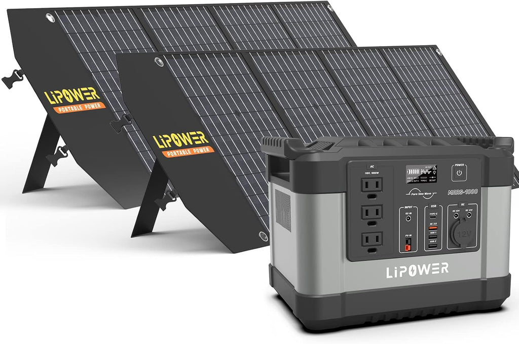 Portable Power Station 1000W Solar Generator with 3 110V Pure Sine Wave AC Outlet H437083