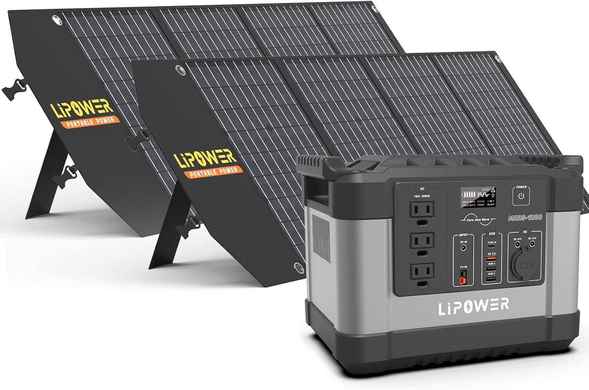 Portable Power Station 1000W Solar Generator with 3 110V Pure Sine Wave AC Outlet H437083