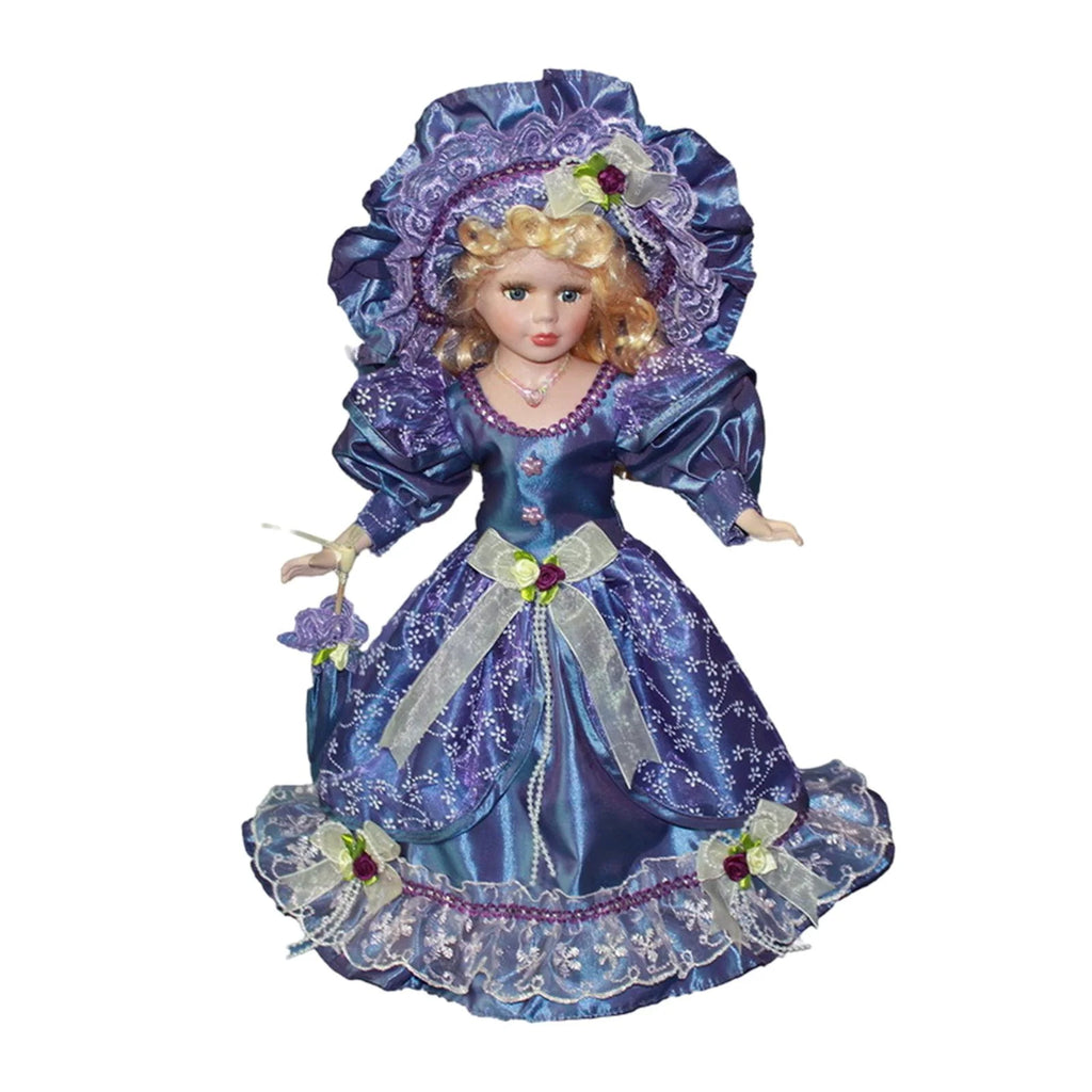 Violet Porcelain Dollhouse Lady with Dress G4082