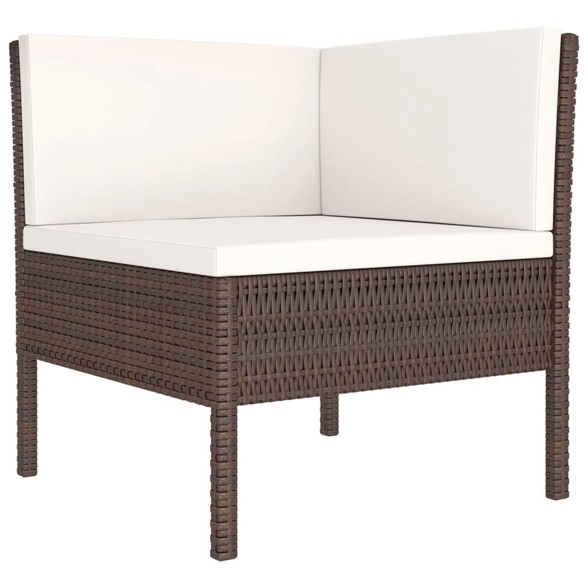 9 Piece Patio Lounge Set with Cream White Cushion Brown Poly Rattan Sectional Outdoor Furniture Set X1949
