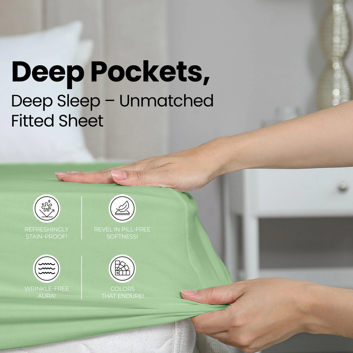 Queen Size 14 Inch Deep Pocket Microfiber Fitted Sheet G9593