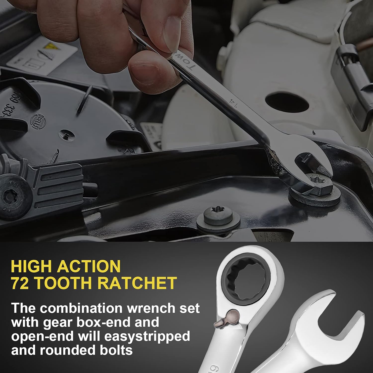 12-Piece Reversible Ratchet Combination Wrench Set, Metric, 8mm-19mm Chrome Vanadium Steel G432967