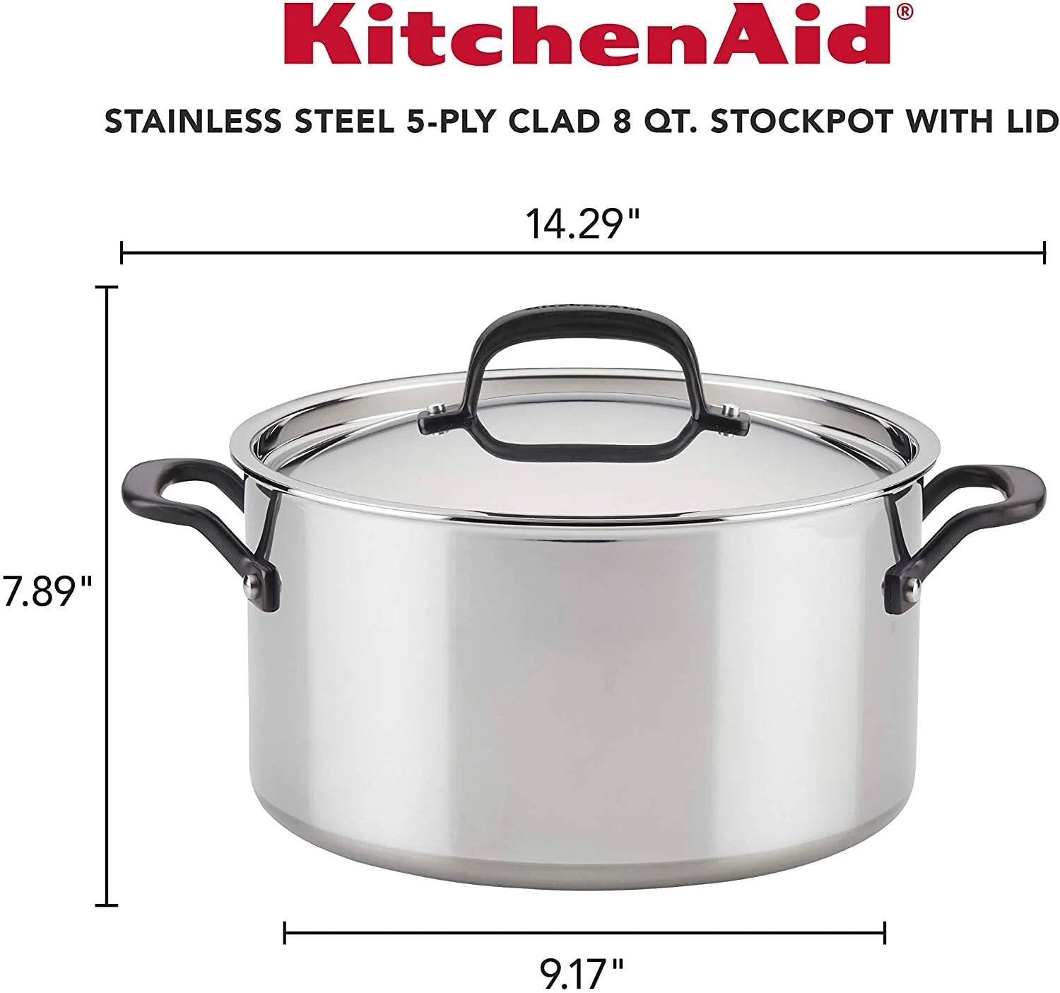 5-Ply Clad Stainless Steel Stock Pot with Lid, 8 Quart D2409