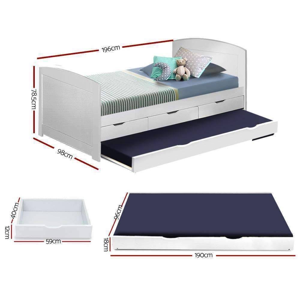 Single Wooden Trundle Bed Frame U159