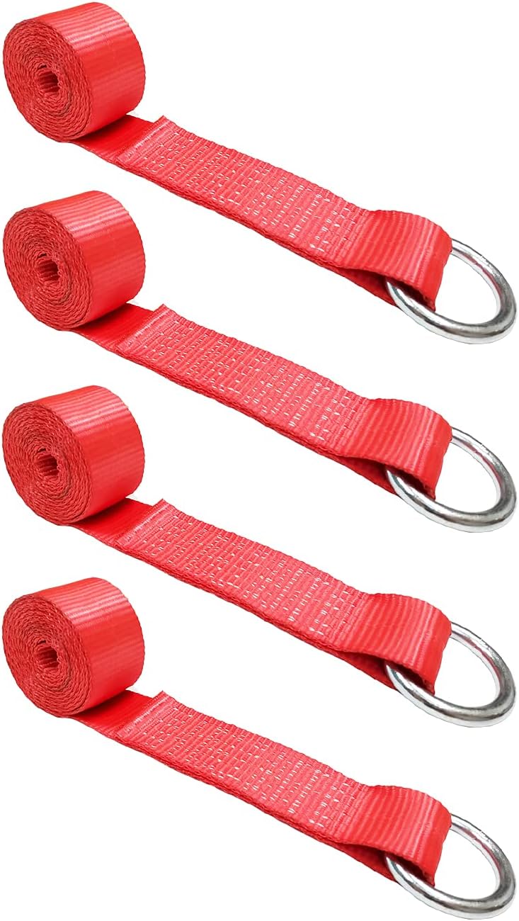 2 in x 10’ O-Ring Trailer Tie Down Lasso Strap (Green, 10 - Pack) Y458