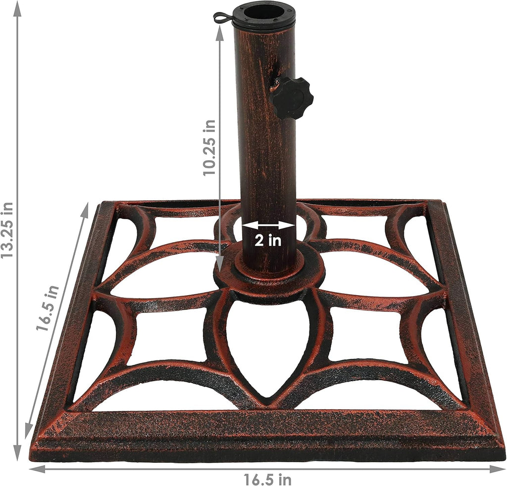 16-Inch Square Cast Iron Umbrella Base Stand Q8568