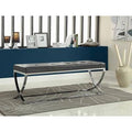 Black Faux Leather Bench U565490