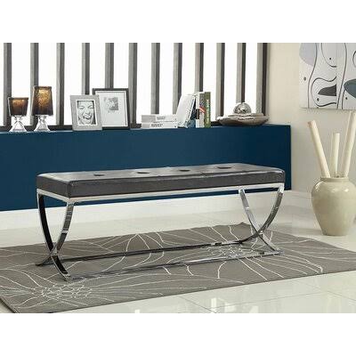 Black Faux Leather Bench U565490