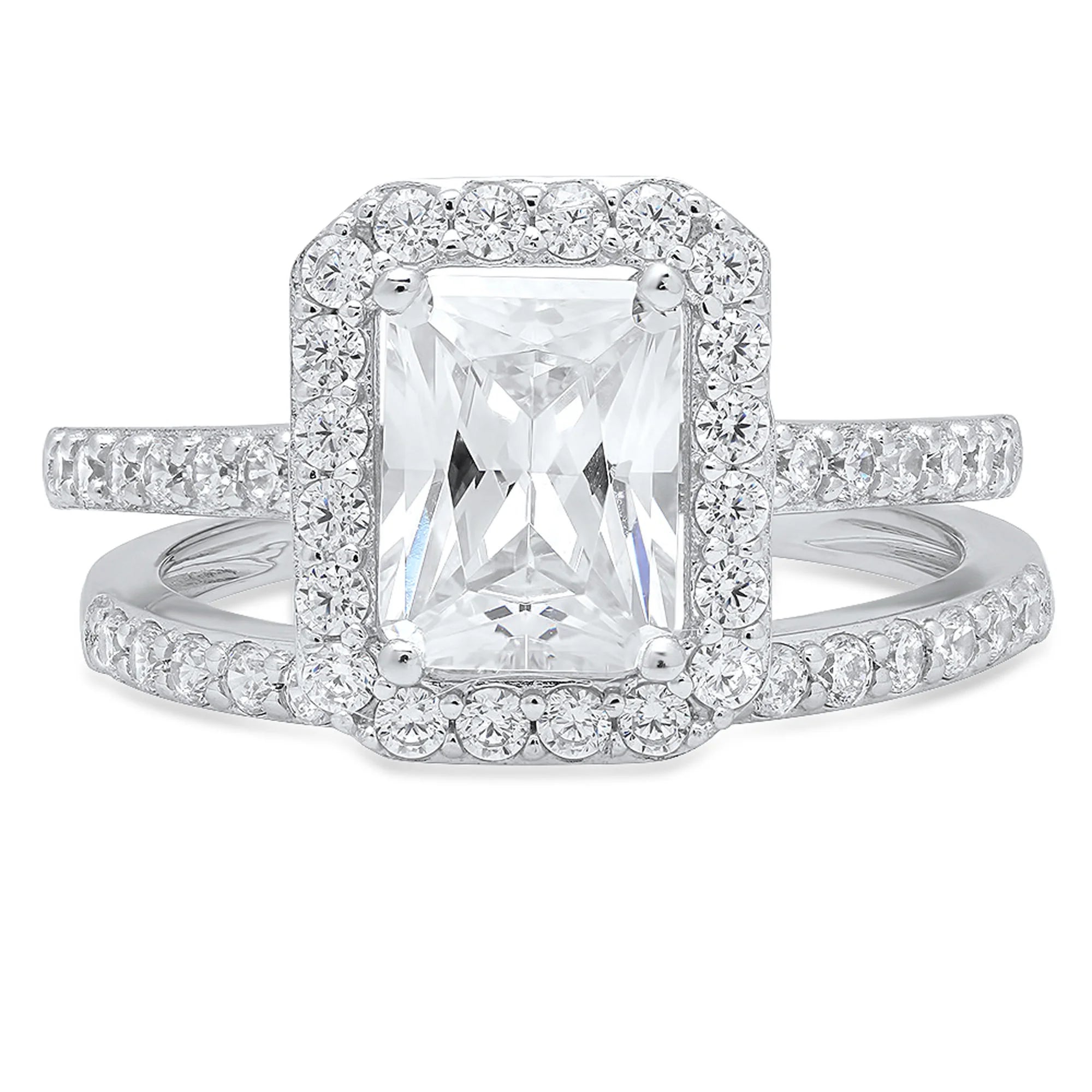 18k White Gold Emerald Cut White Sapphire Ring X47040