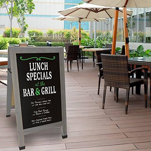 Heavy-Duty Sandwich Board Sidewalk Chalkboard Sign with Chalk Markers, Stencil Set, Chalk, Eraser Z75856