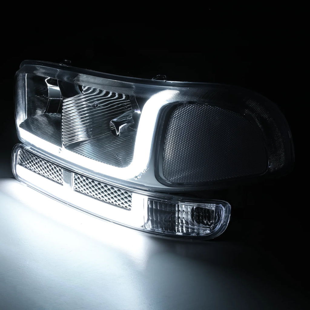 Switchback LED Tube DRL Headlights Assembly with 2 Pairs Pre-Assembled LED Bulbs N792349