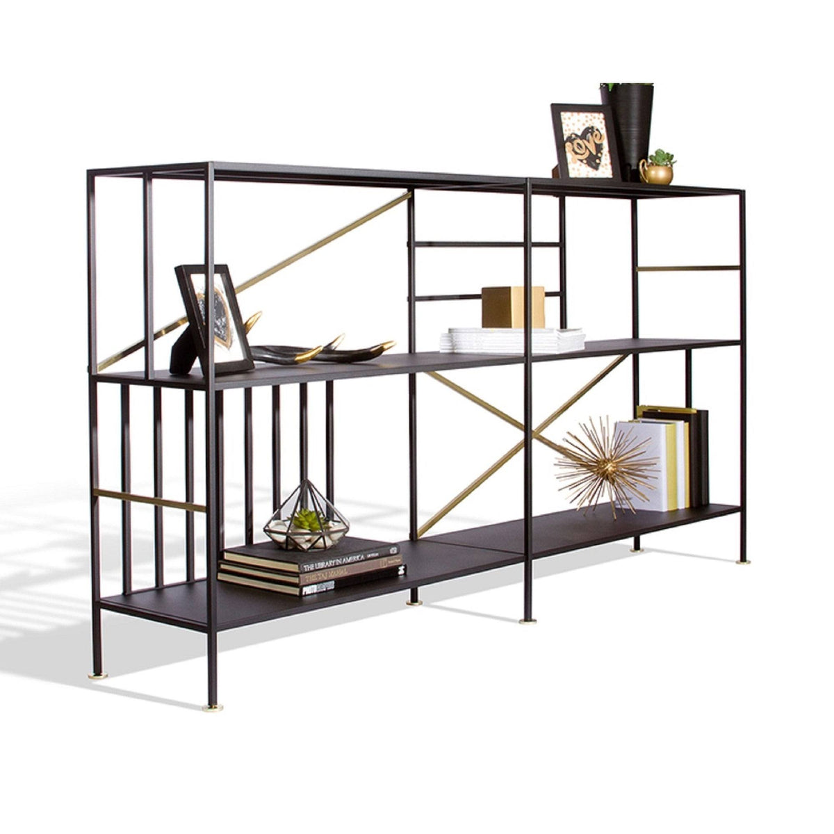 Grey Wood Horizontal Bookcase Y865