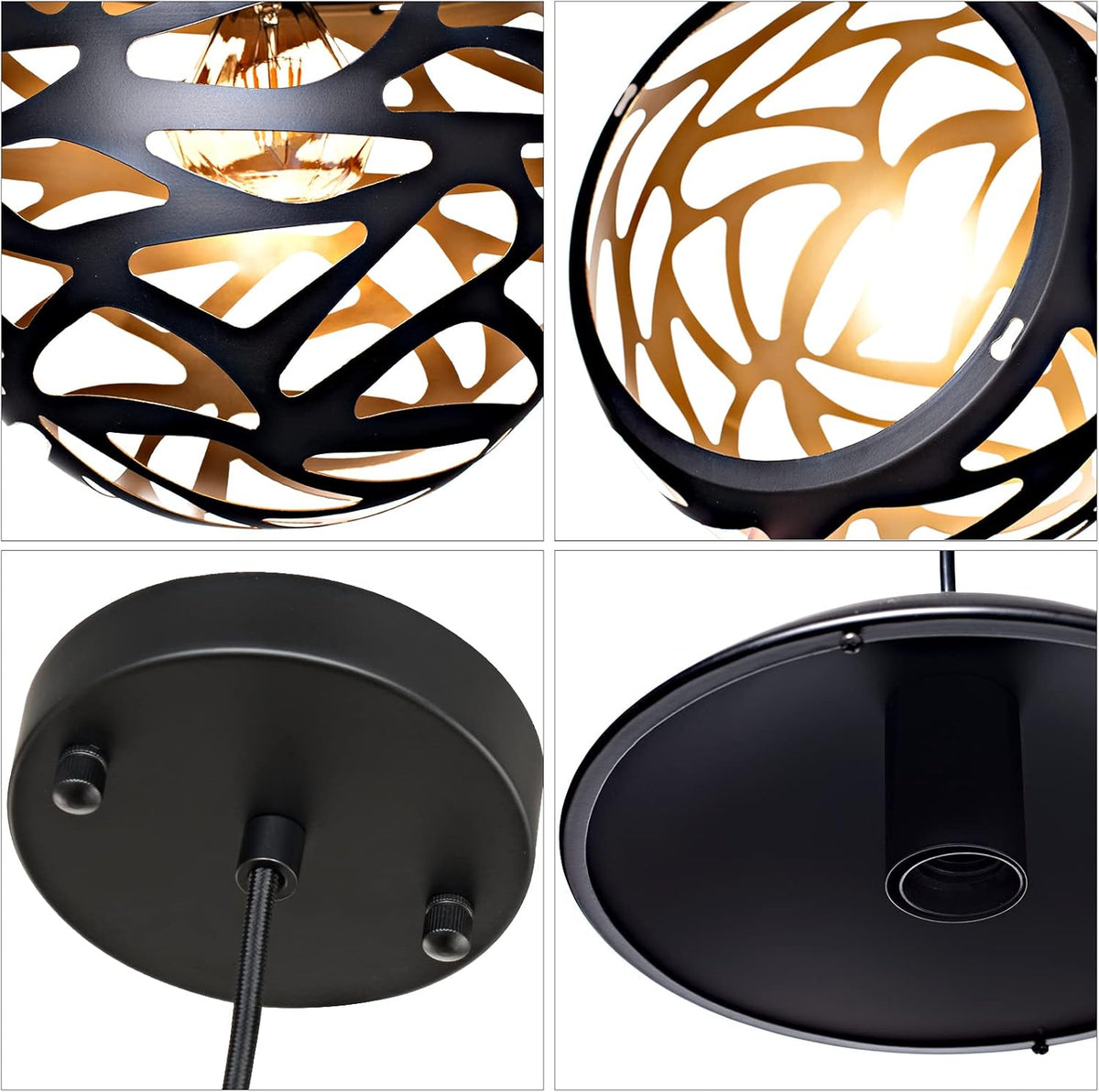 Matte Black Metal Pendant Light with Bulb Included X23756