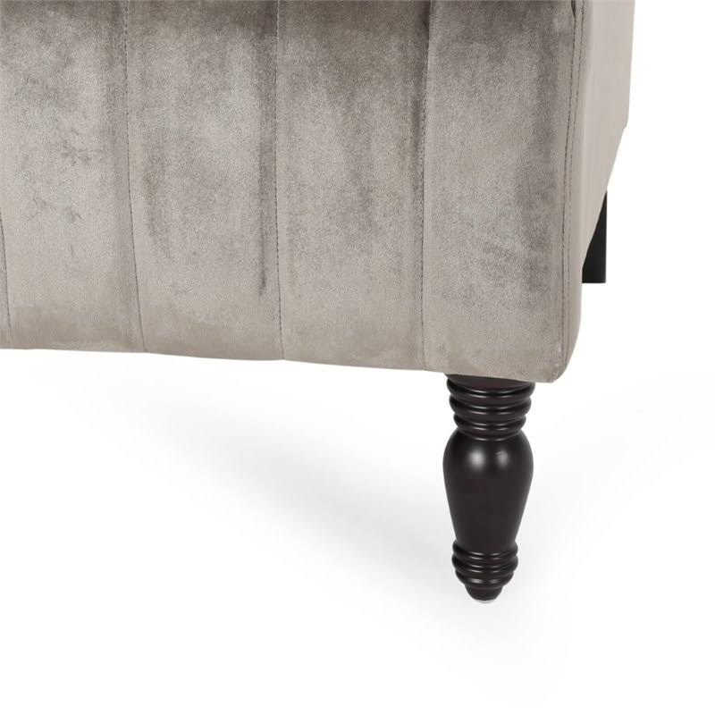 Gray and Dark Brown Velvet Club Chair I662191