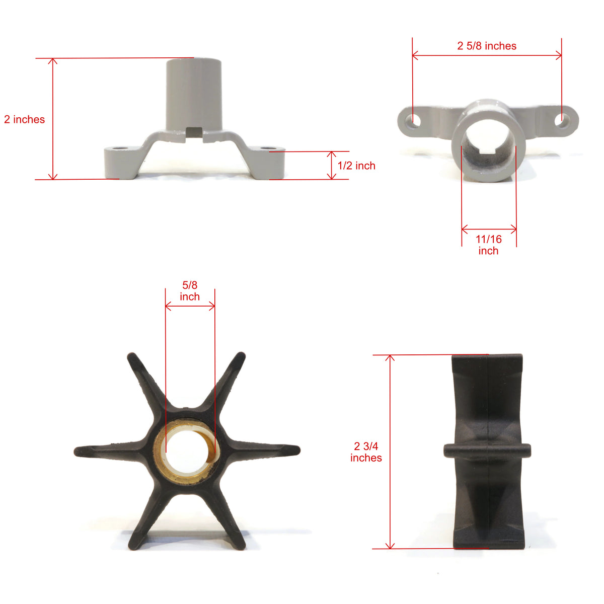 Water Pump Impeller Kit for 60 HP Outboard Boat W336542