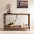 Walnut Wood Console Table with AC Power and USB Charging Ports N8943
