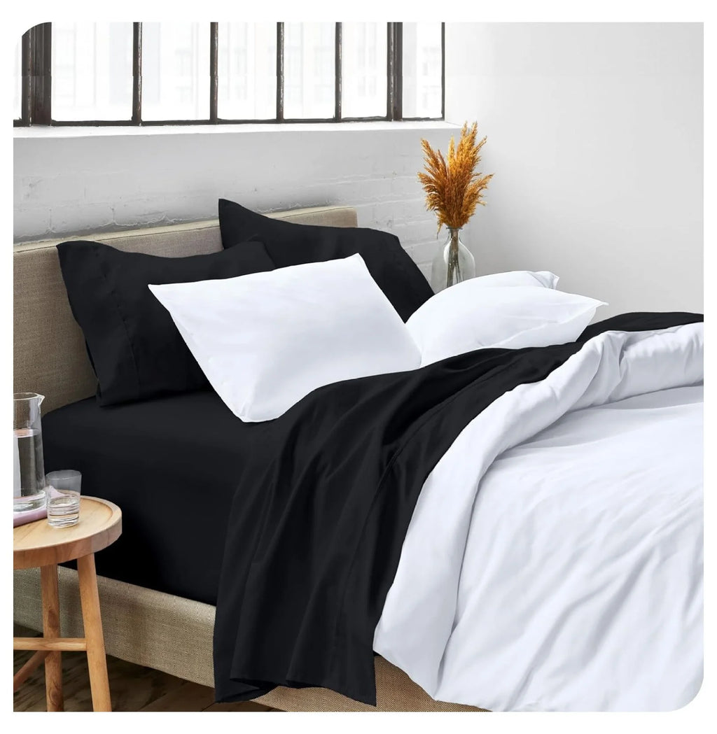 Black 4 Piece Short Queen Microfiber Sheet Set P460613